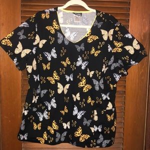 Scrub top Cherokee runway leopard zebra stretch 2X